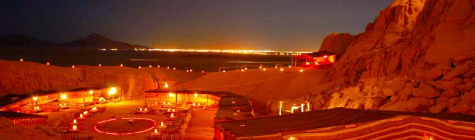 dinner area in the desert between the mountains in sharm el sheikh